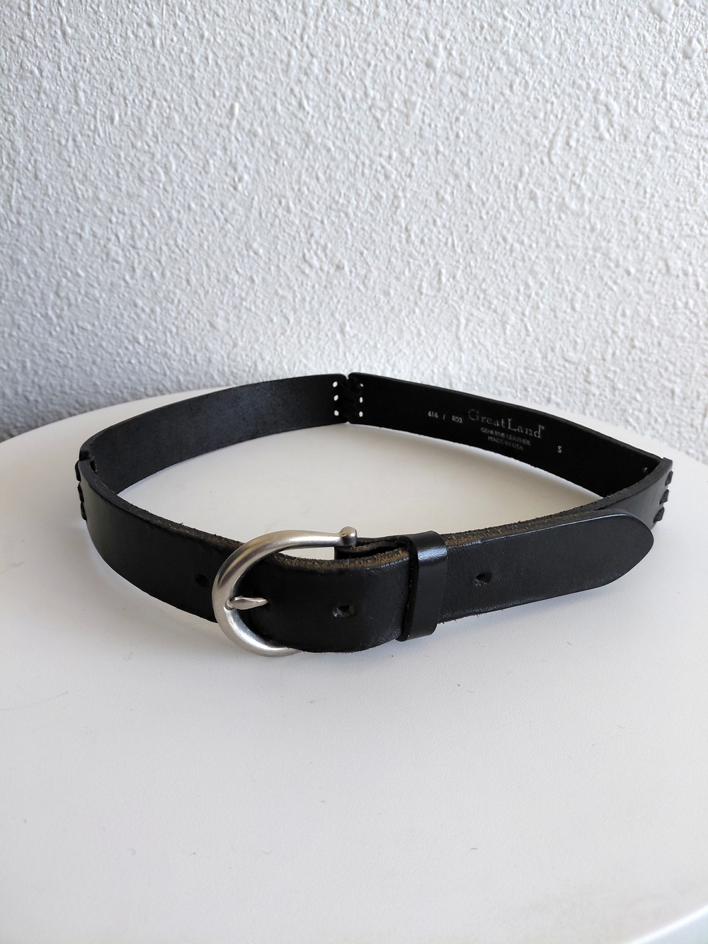 Great Land Vtg Made In USA Black Leather Belt